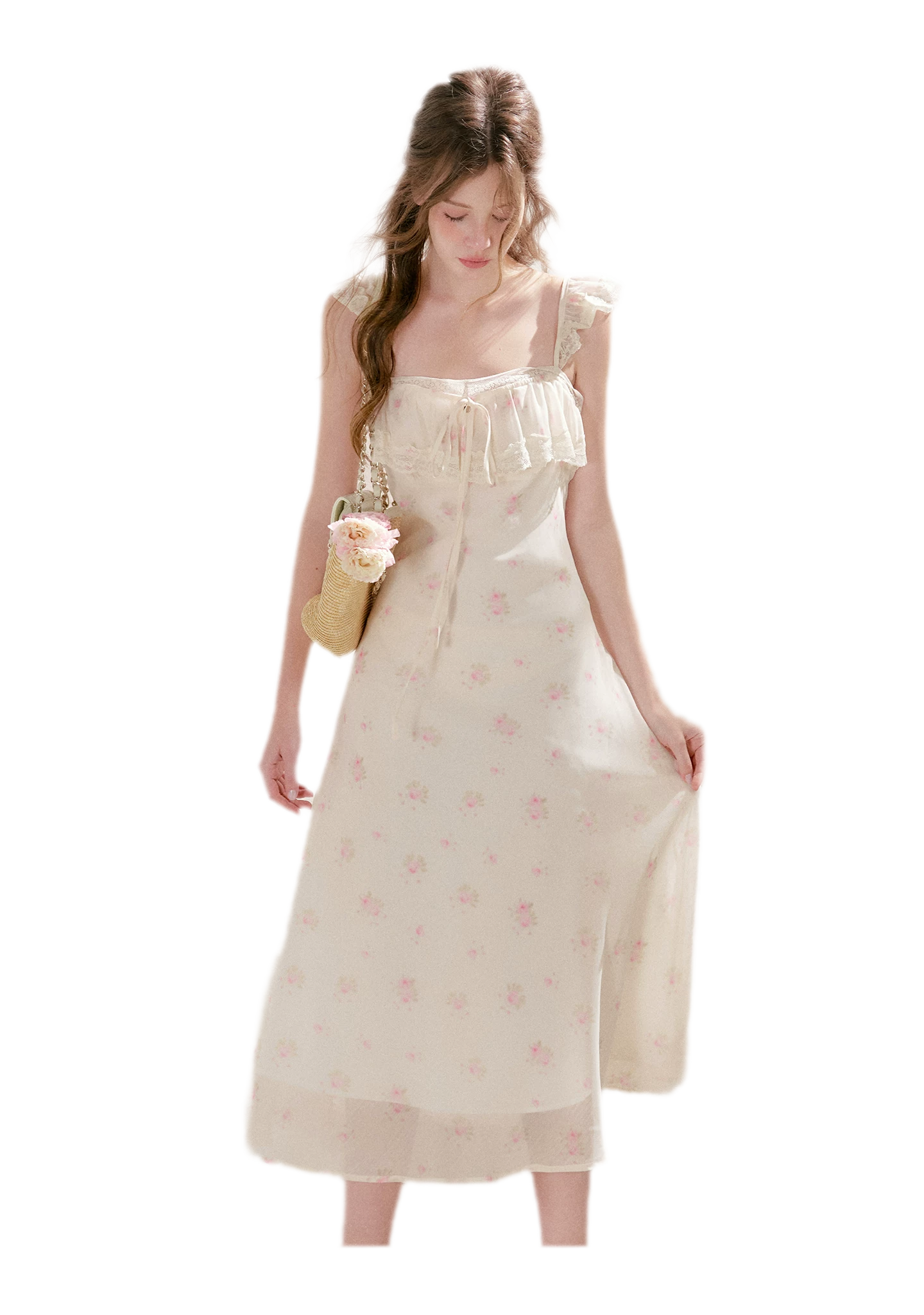 Rose Print Lace Dress