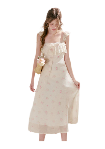 Rose Print Lace Dress