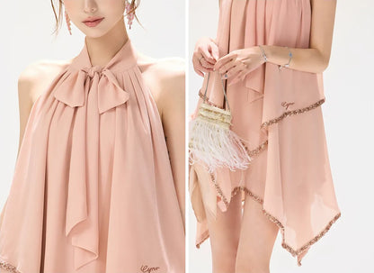 Sequin Backless Halter Dress