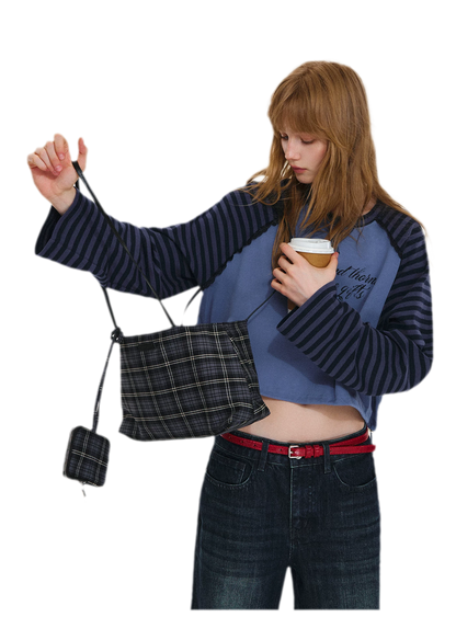 Cotton Raglan Cropped Long-Sleeve Top