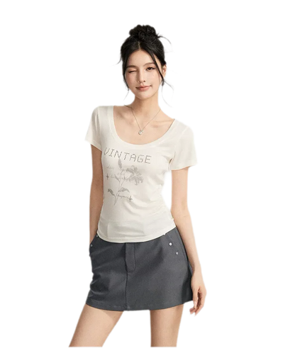 Floral U-Neck Tee