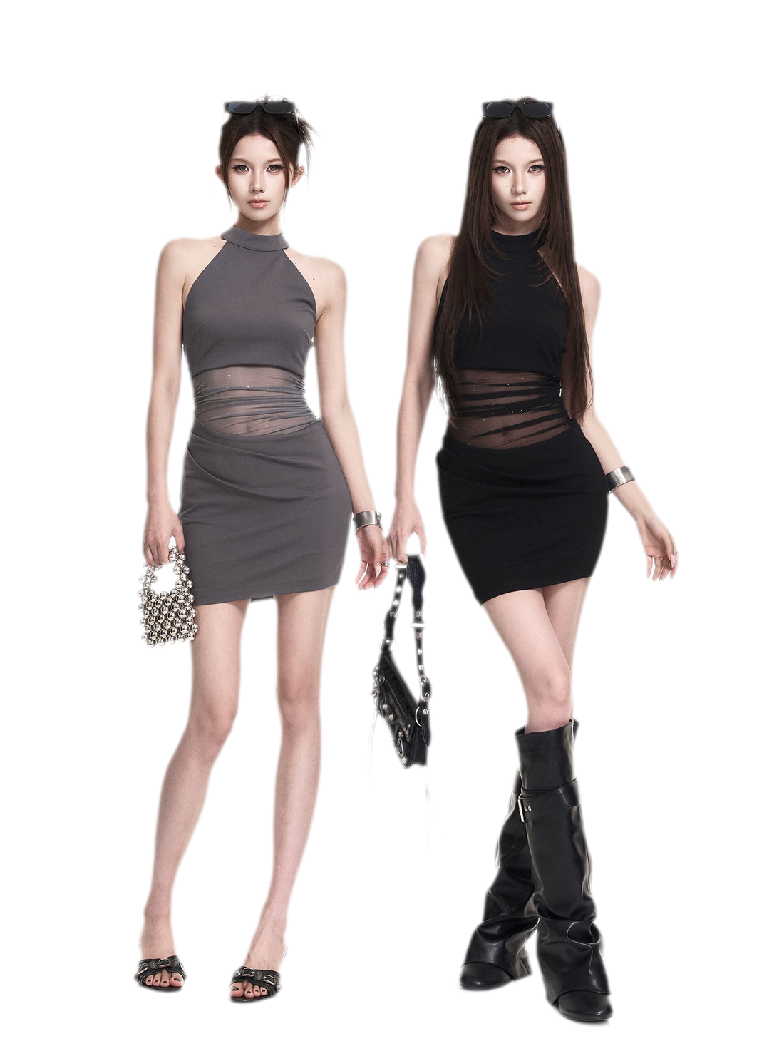 Halter Mesh Bodycon Dress
