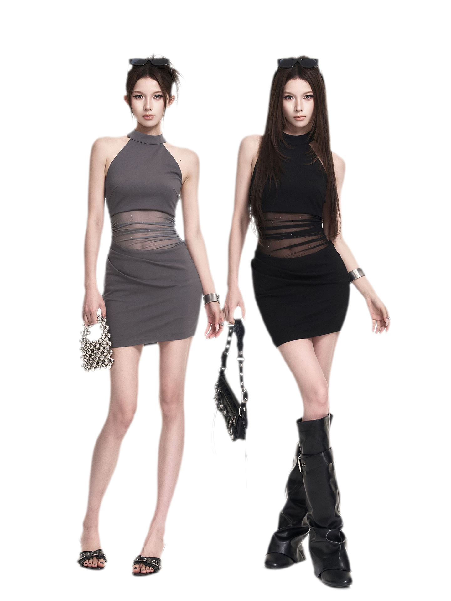 Halter Mesh Bodycon Dress