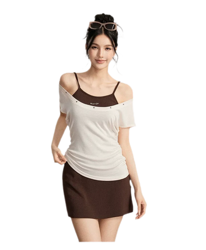 Contrast Strap Dress Set