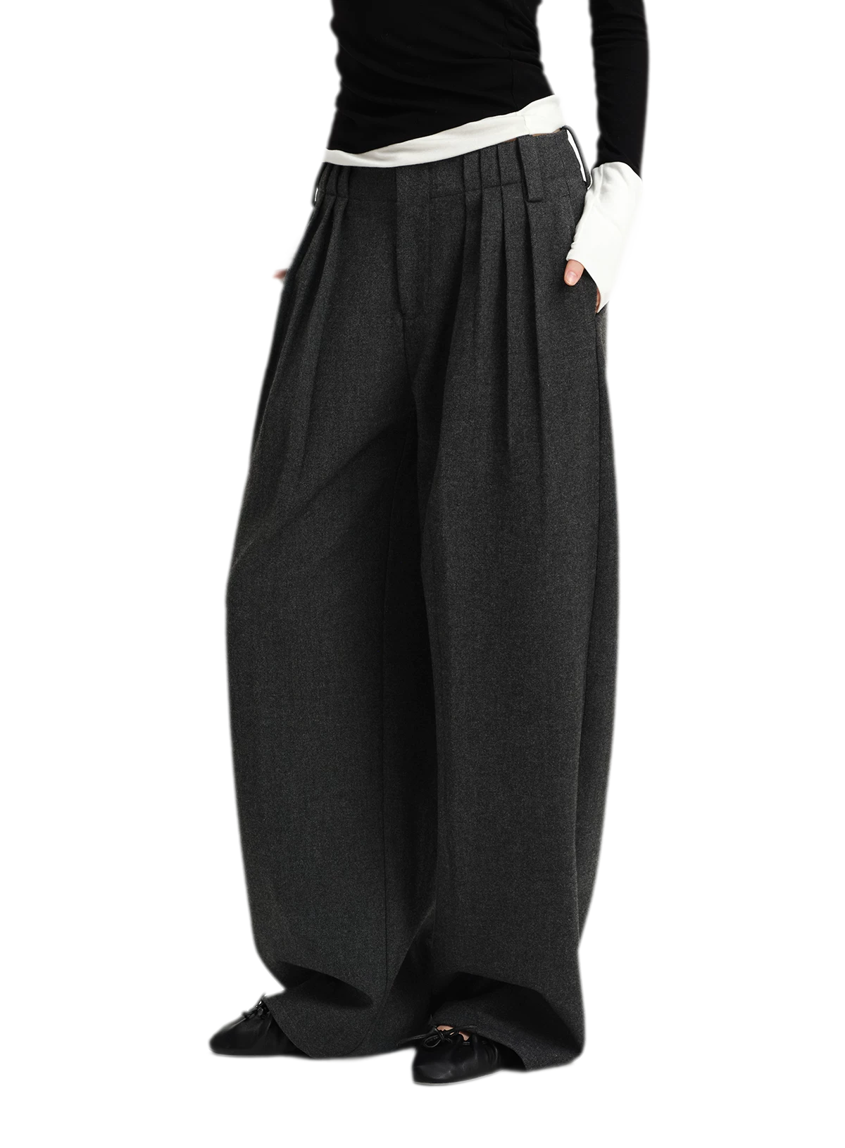Wool Blend Pleated Wide-Leg Trousers — Load image 4 in gallery view