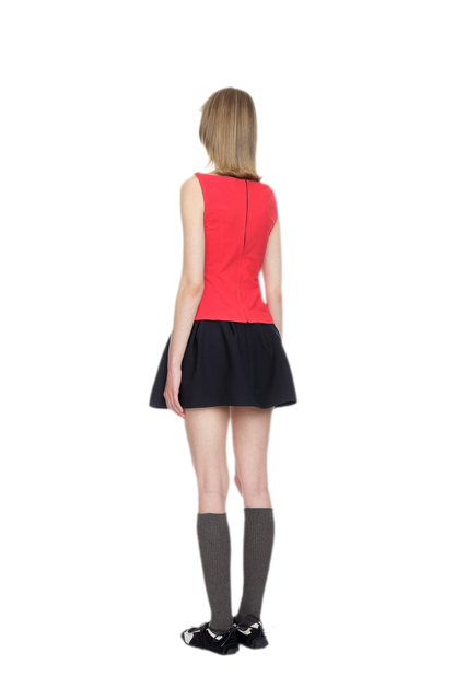 Ruffle Trim Fitted Top