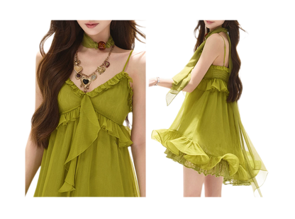 Ruffled Halter Chiffon Dress