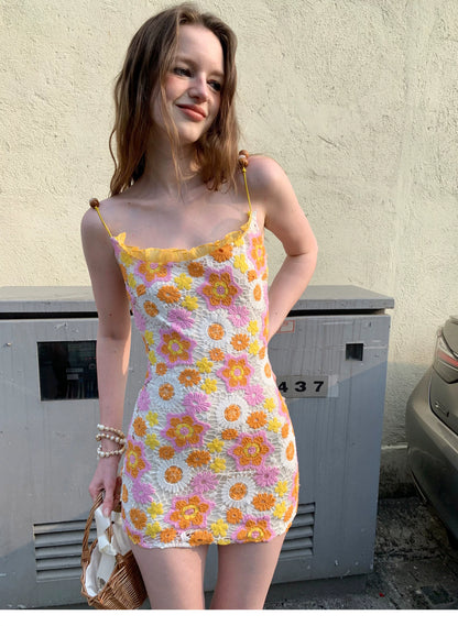 Lace Daisy Embroidery Slip Dress