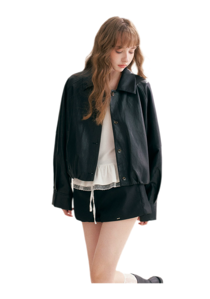 Matte Faux Leather Relaxed Jacket