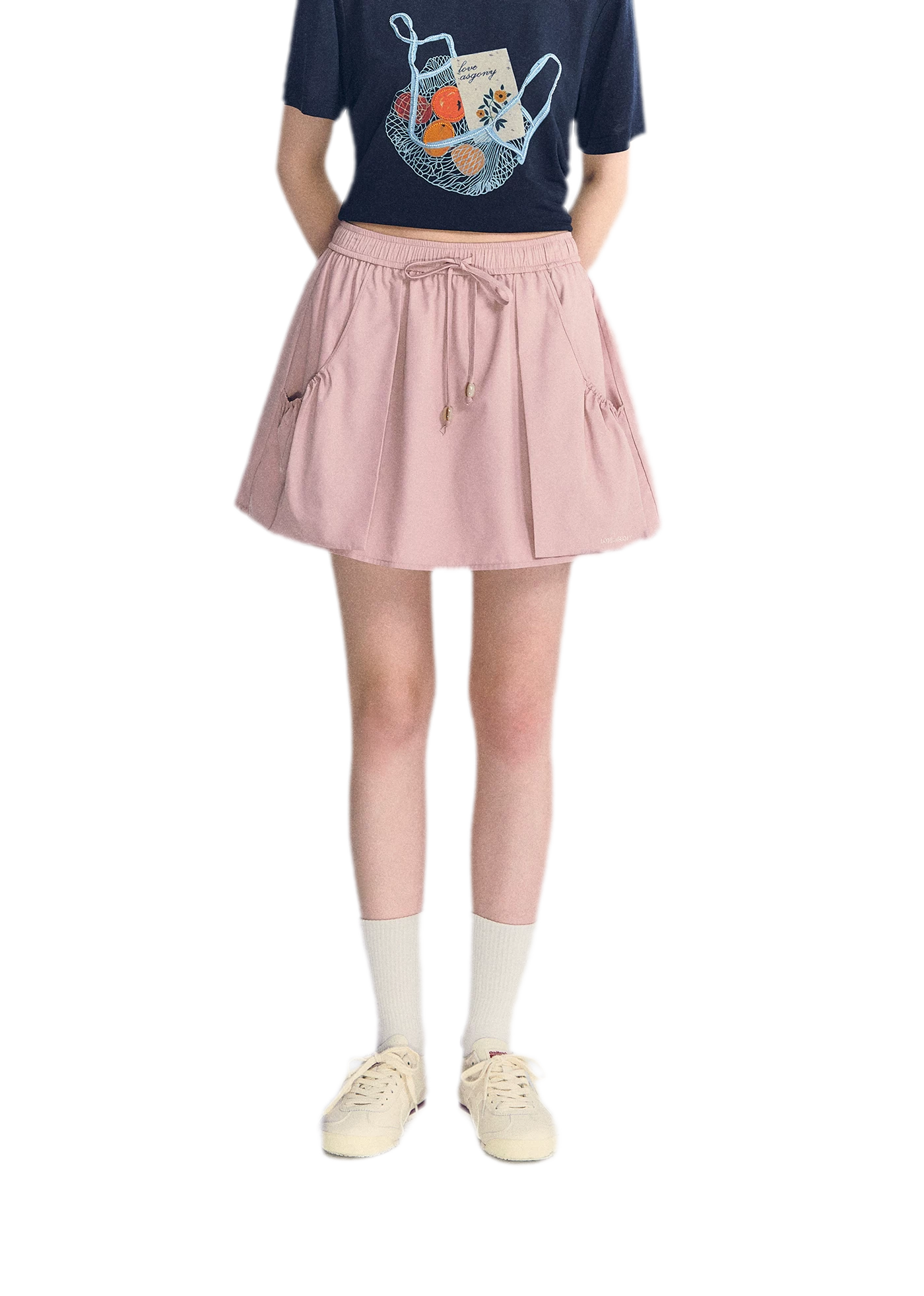 Drawstring A-Line Skirt