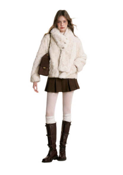Detachable Scarf Plush Jacket