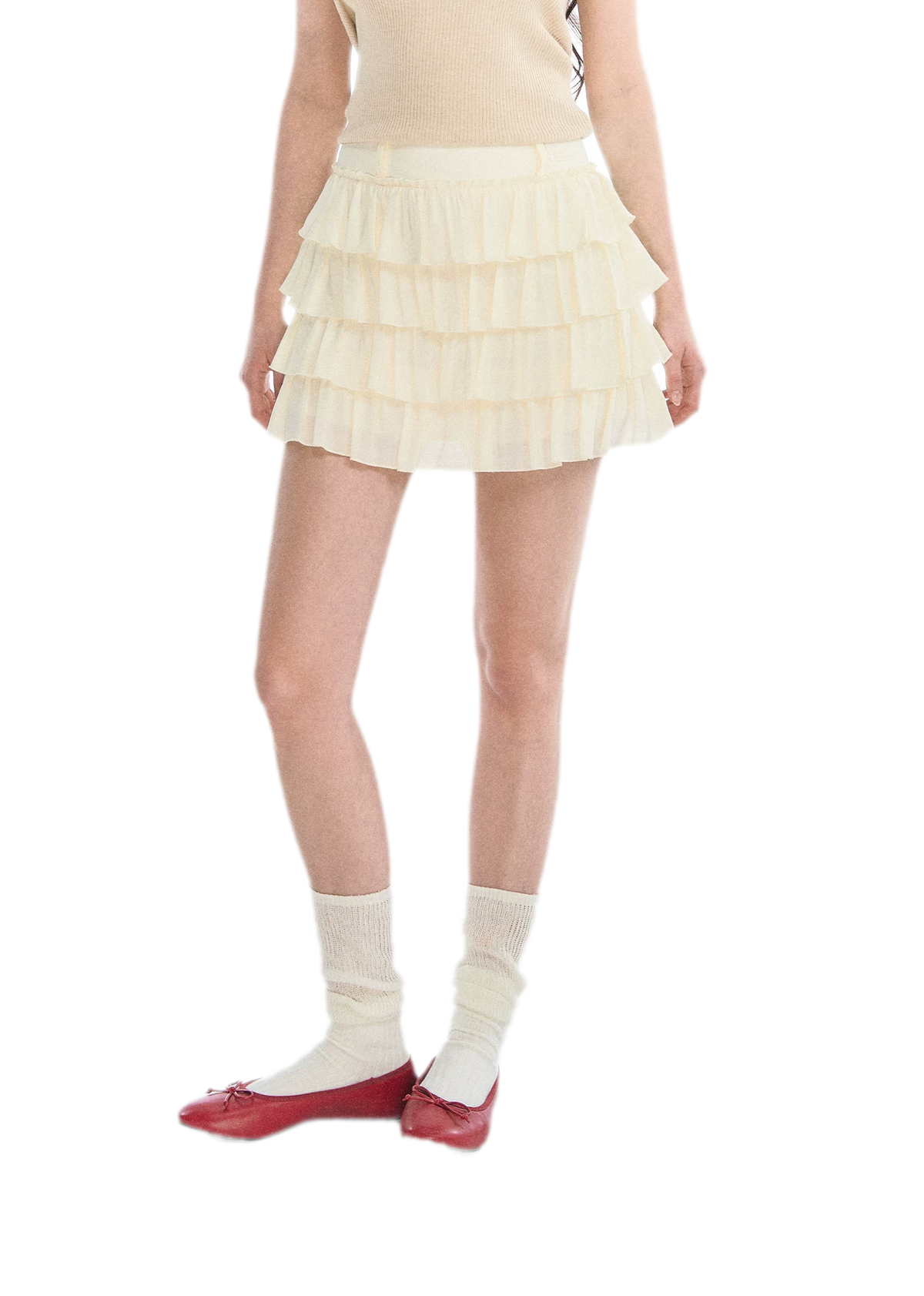 Lace Tiered A-Line Skirt