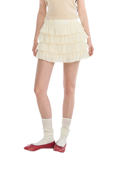 Lace Tiered A-Line Skirt