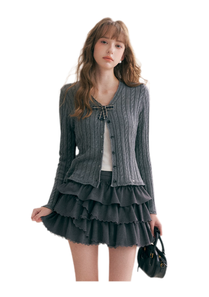 Cable Knit V-Neck Cardigan