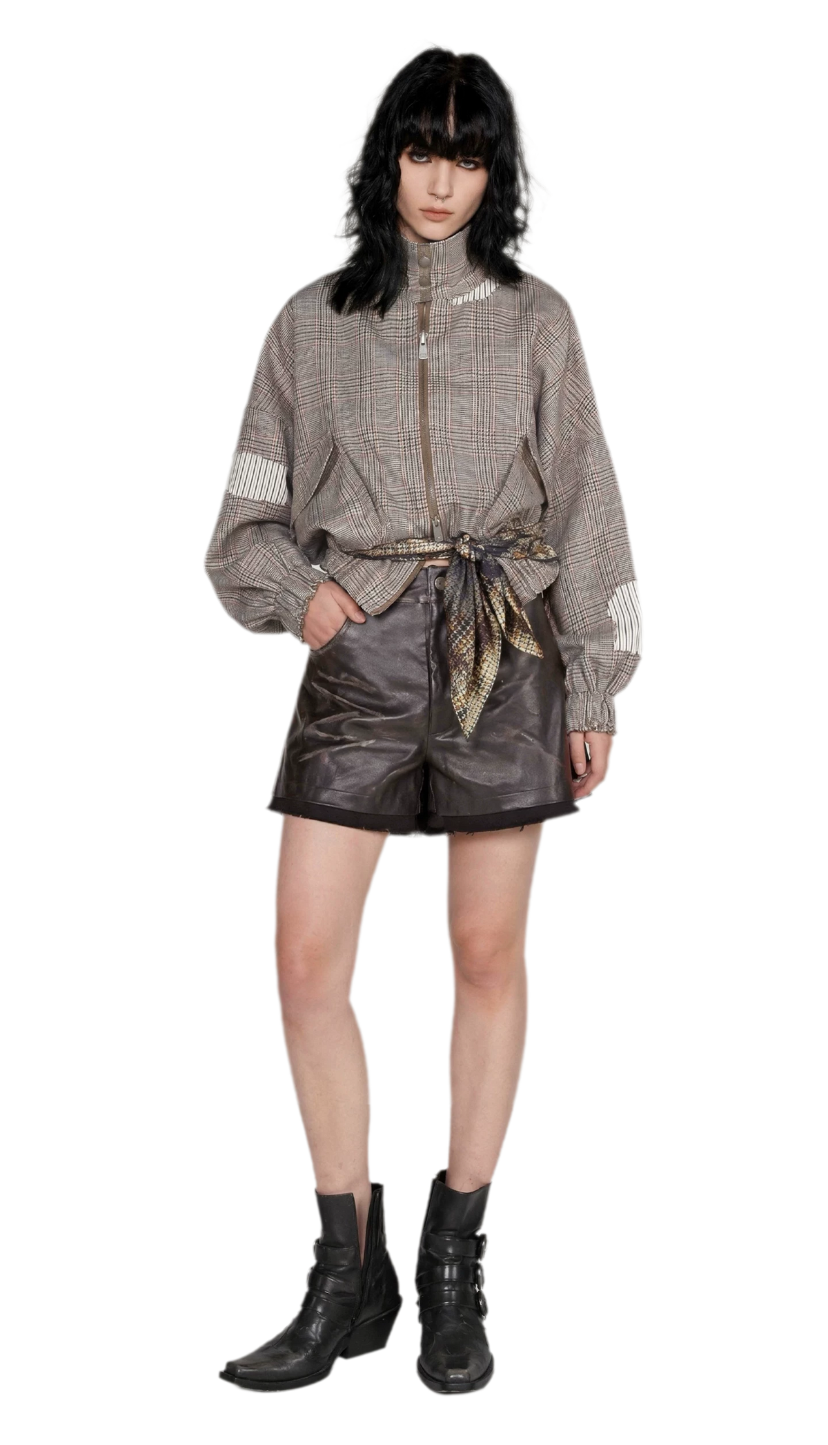 Veste courte contrastée en laine