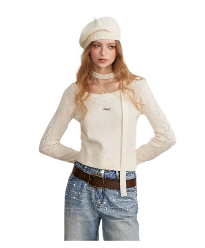 Openwork Reversible Knit Top