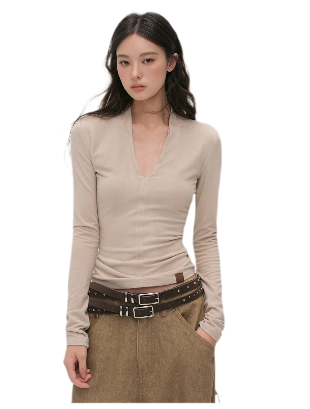 Cashmere-Feel X-Line Ribbed Top