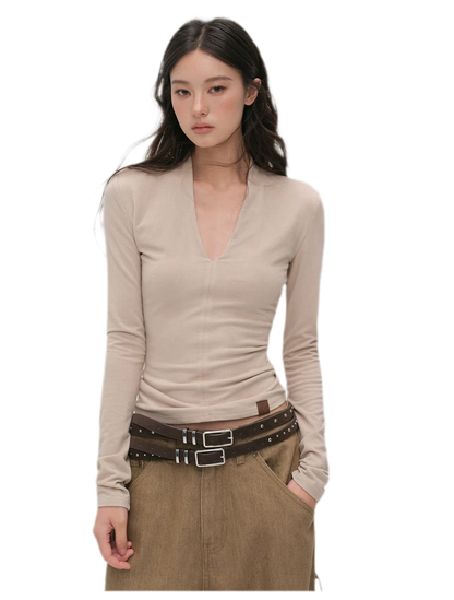 Cashmere-Feel X-Line Ribbed Top
