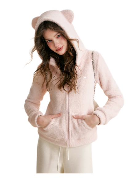 Eco Plush Bear-Ear Hoodie
