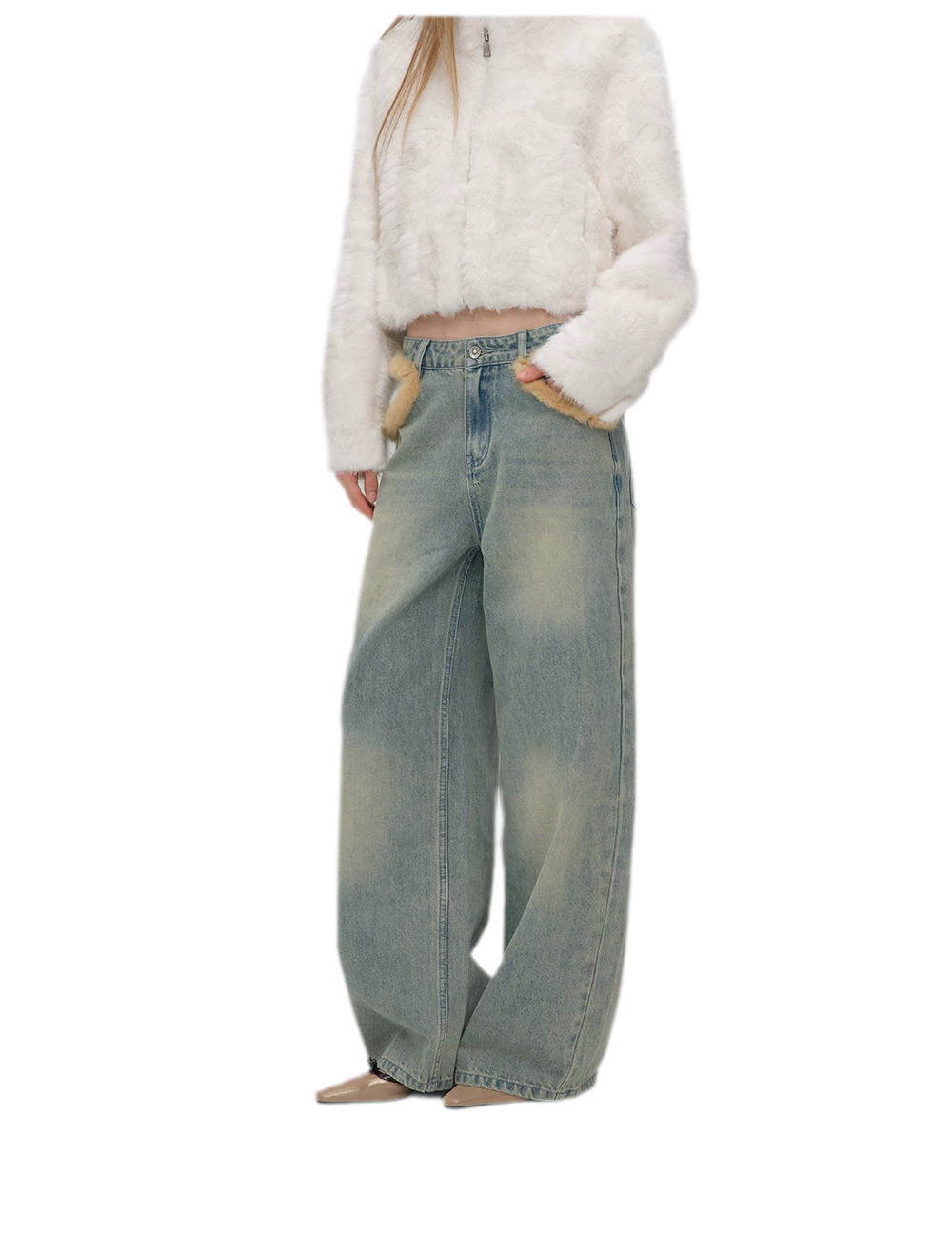Vintage Washed Wide-Leg Jeans