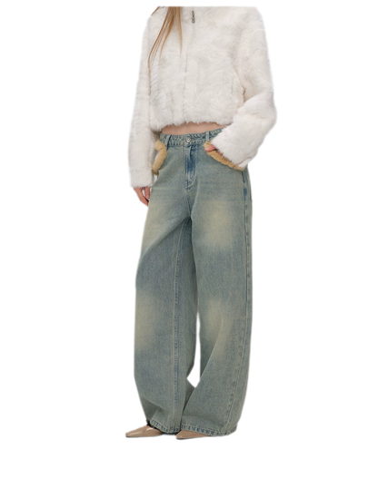 Vintage Washed Wide-Leg Jeans