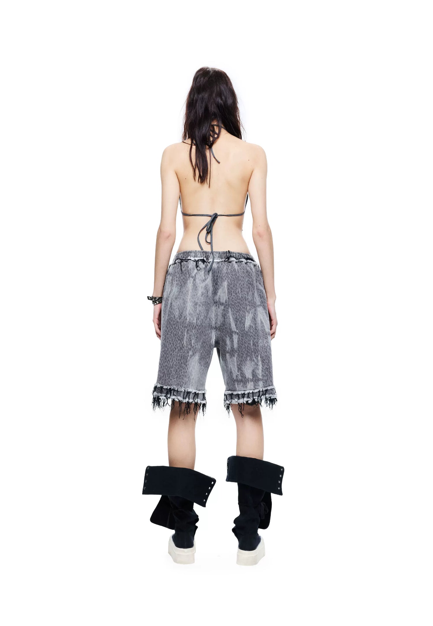Punk Grunge Distressed Denim Shorts