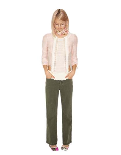 Embroidered Lace Cropped Blouse