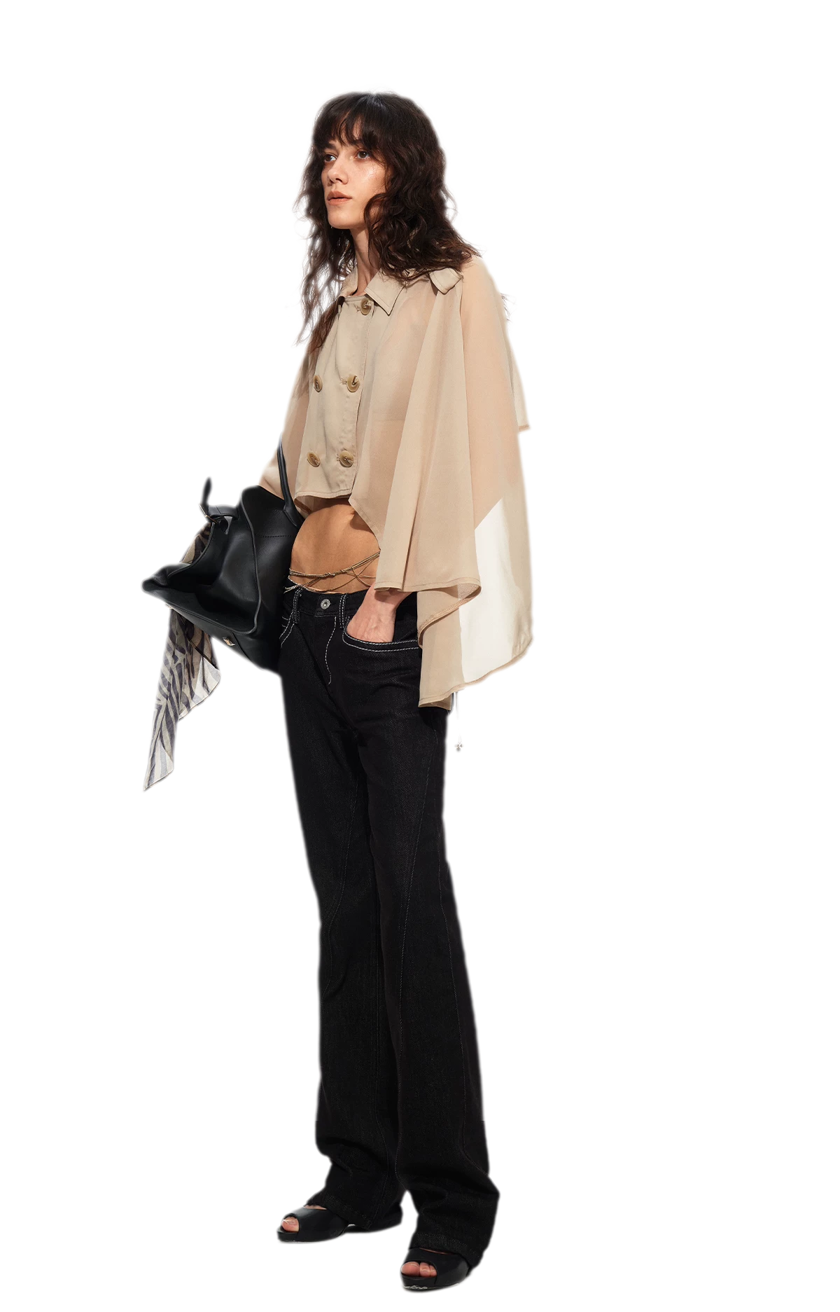 Sheer Trench Cape Top