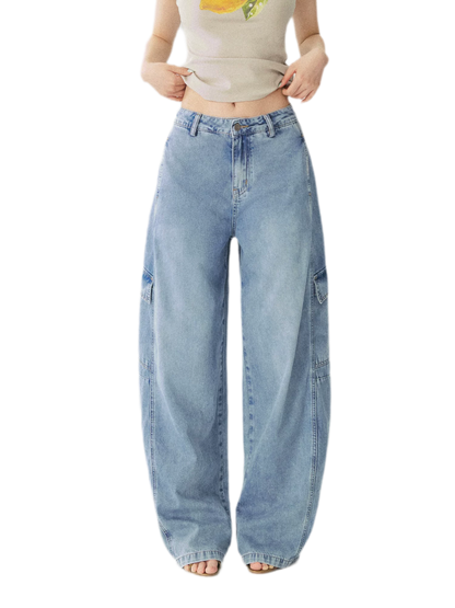 Multi Pocket Wide Leg Jeans