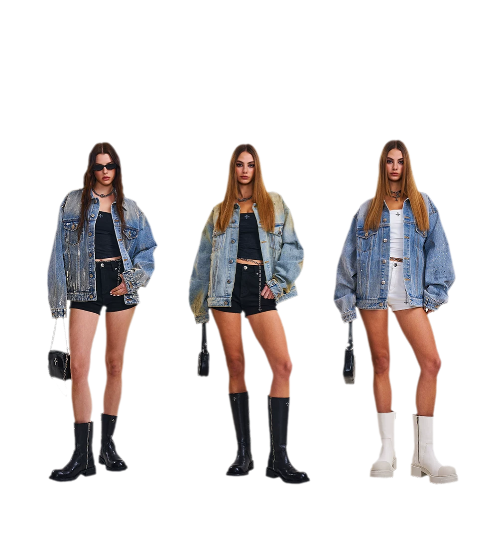 Cross Statue Denim Jacket