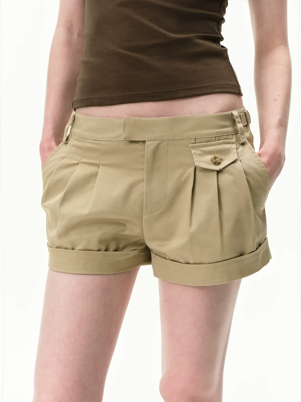 Pleated Twill Shorts