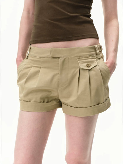 Pleated Twill Shorts