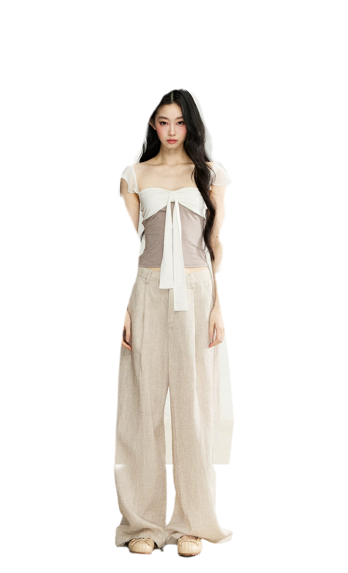 Faux Layered Bow Knit Tee