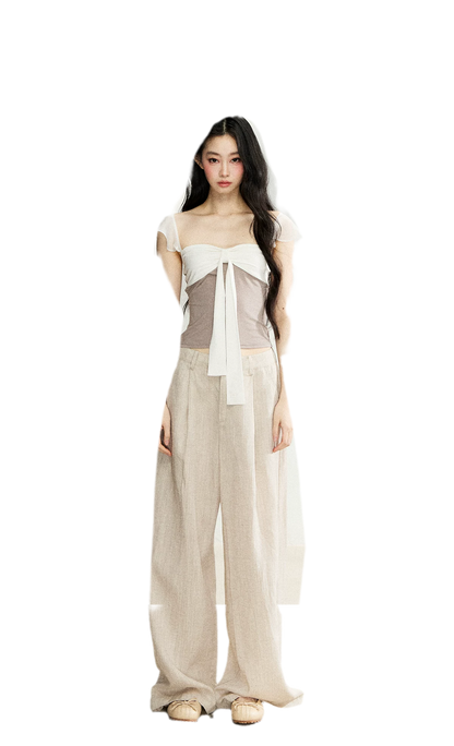Faux Layered Bow Knit Tee