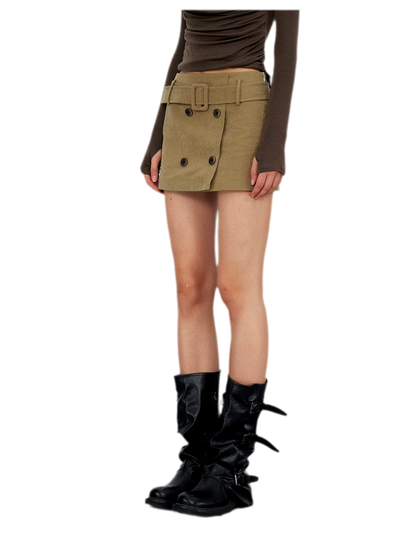 Vintage Utility Belted Mini Skirt