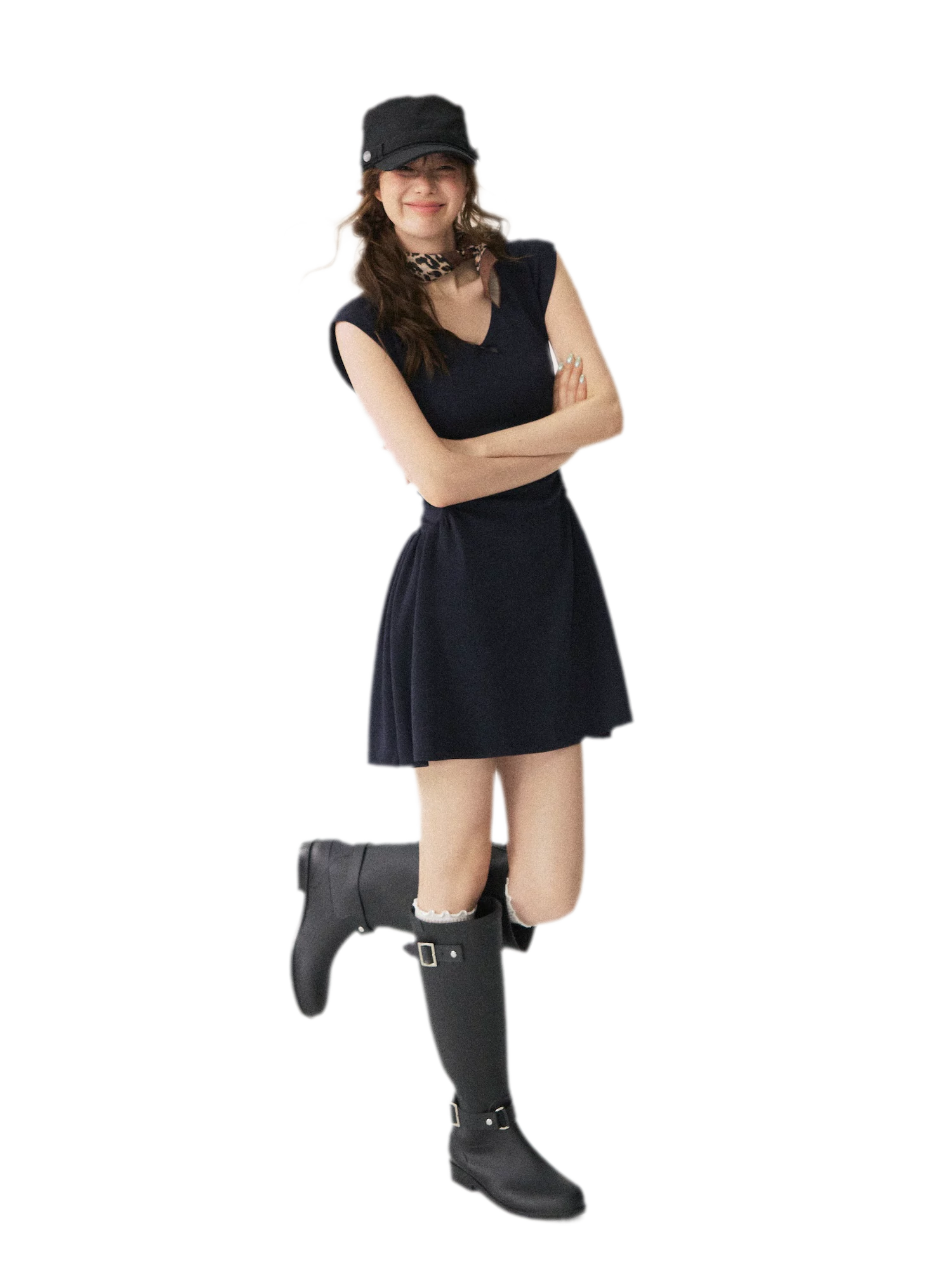 V-Neck Waist Knit Dress