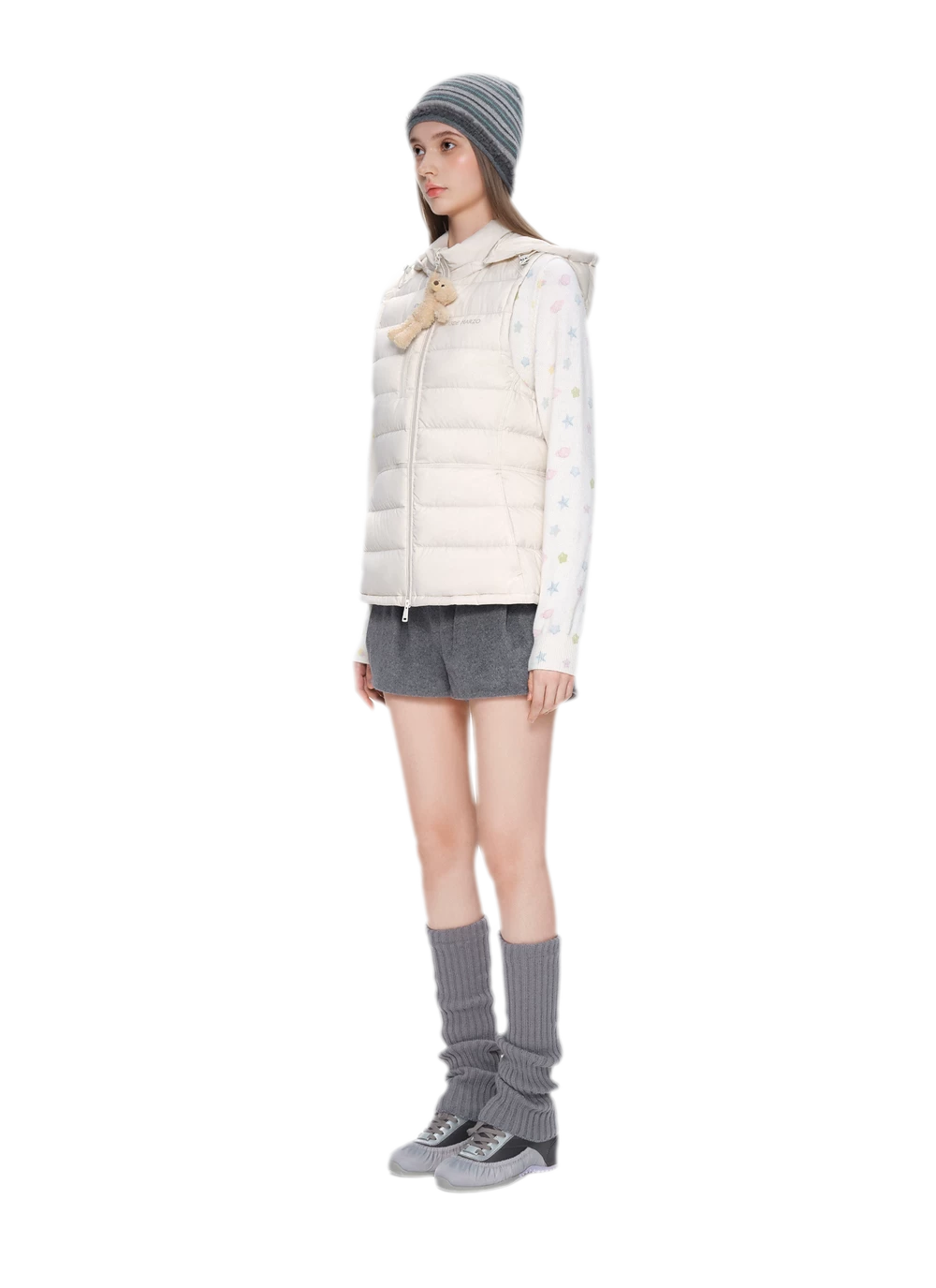 Cinched Hooded Quilted Down Vest