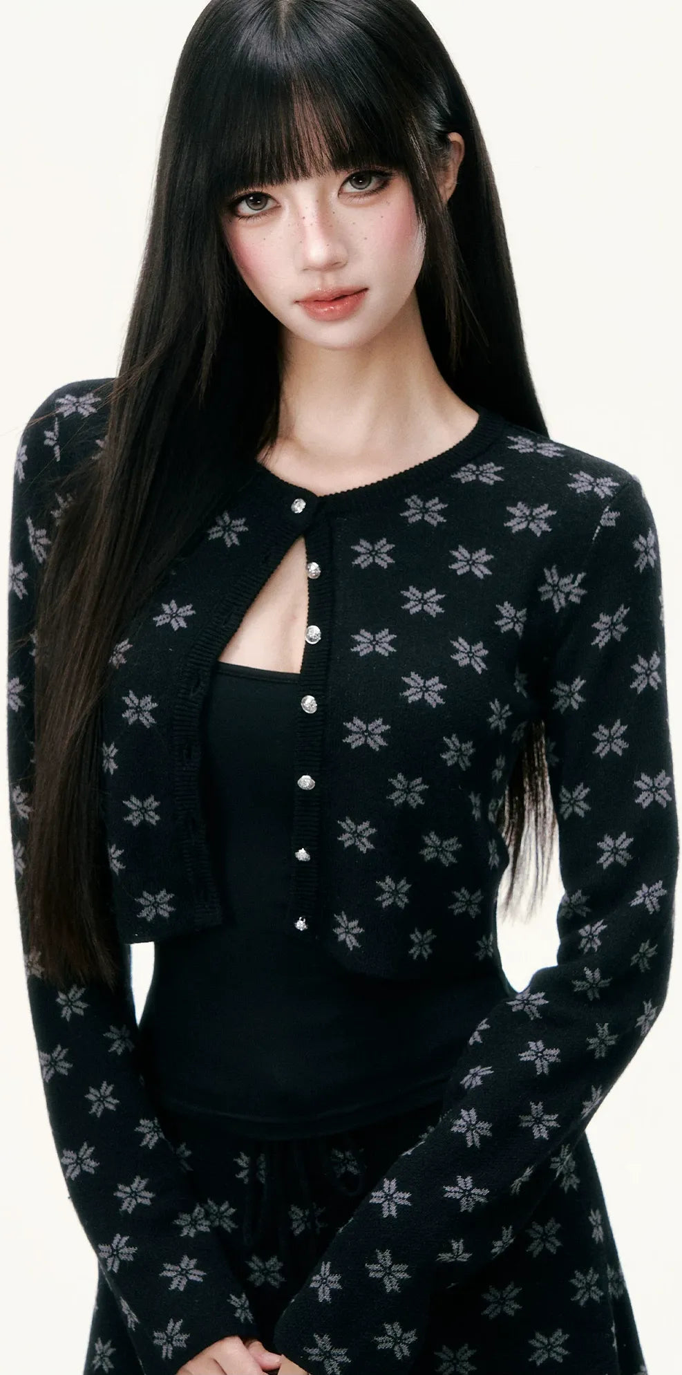 Conjunto de punto de tres piezas con estampado floral — Cargar imagen 5 en vista de galería