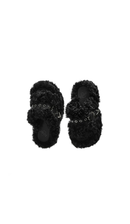 Teddy Fur Platform Mules