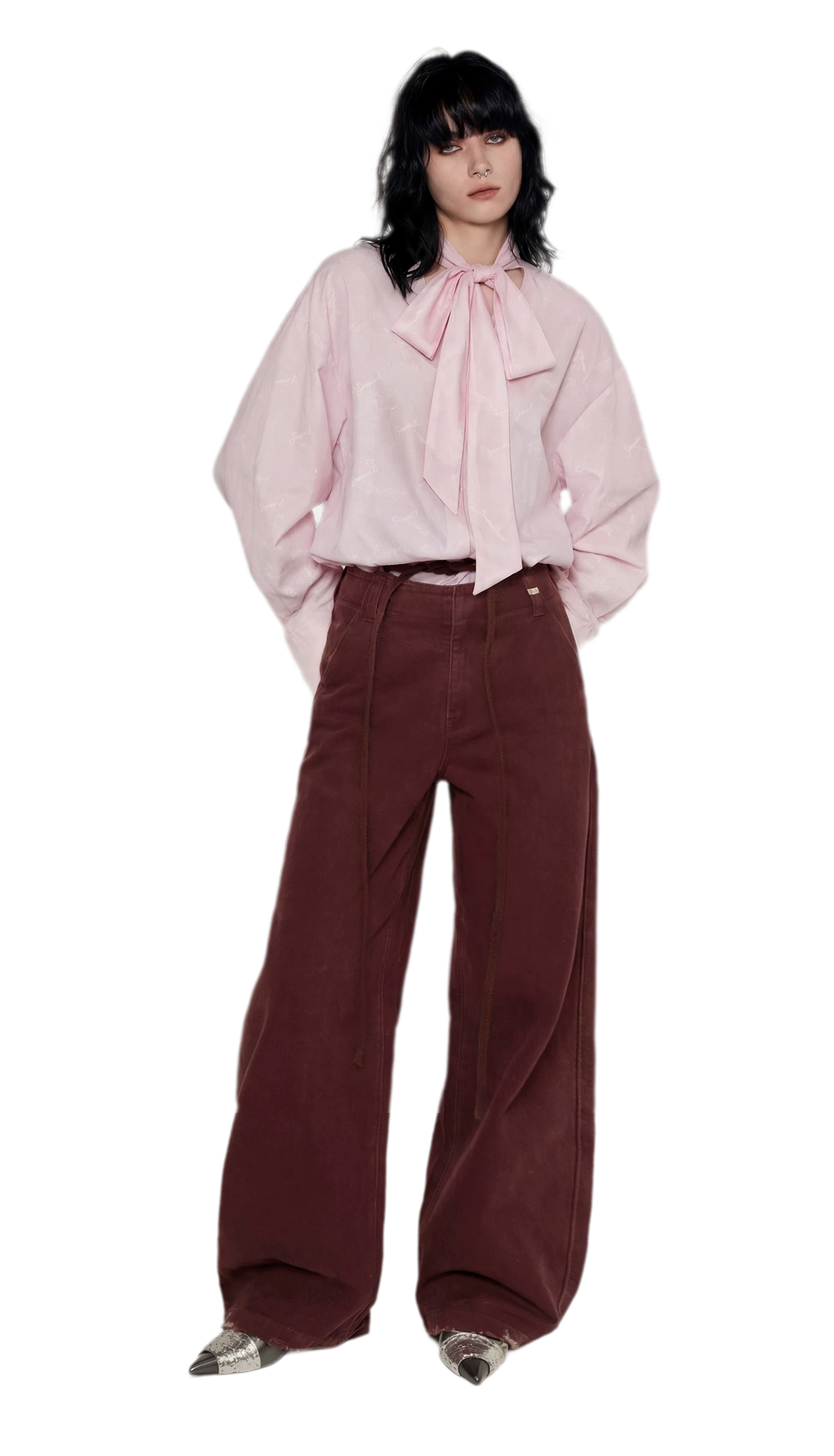 Textured Tie-Front Tencel Shirt