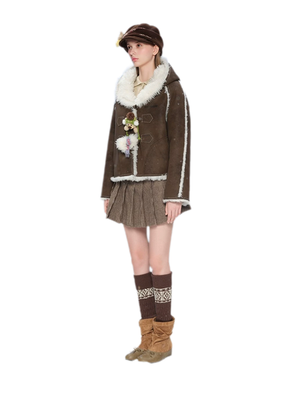 Veste courte réversible en fausse fourrure
