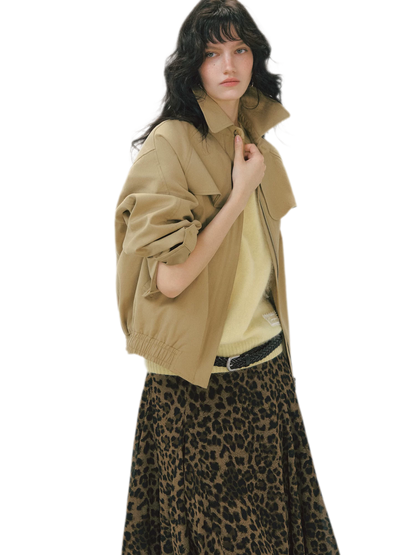 Pleated Collar Utility Jacket