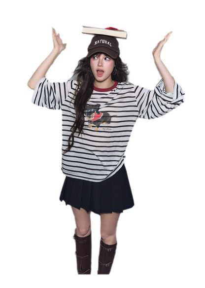 Lyocell Striped Puppy T-Shirt