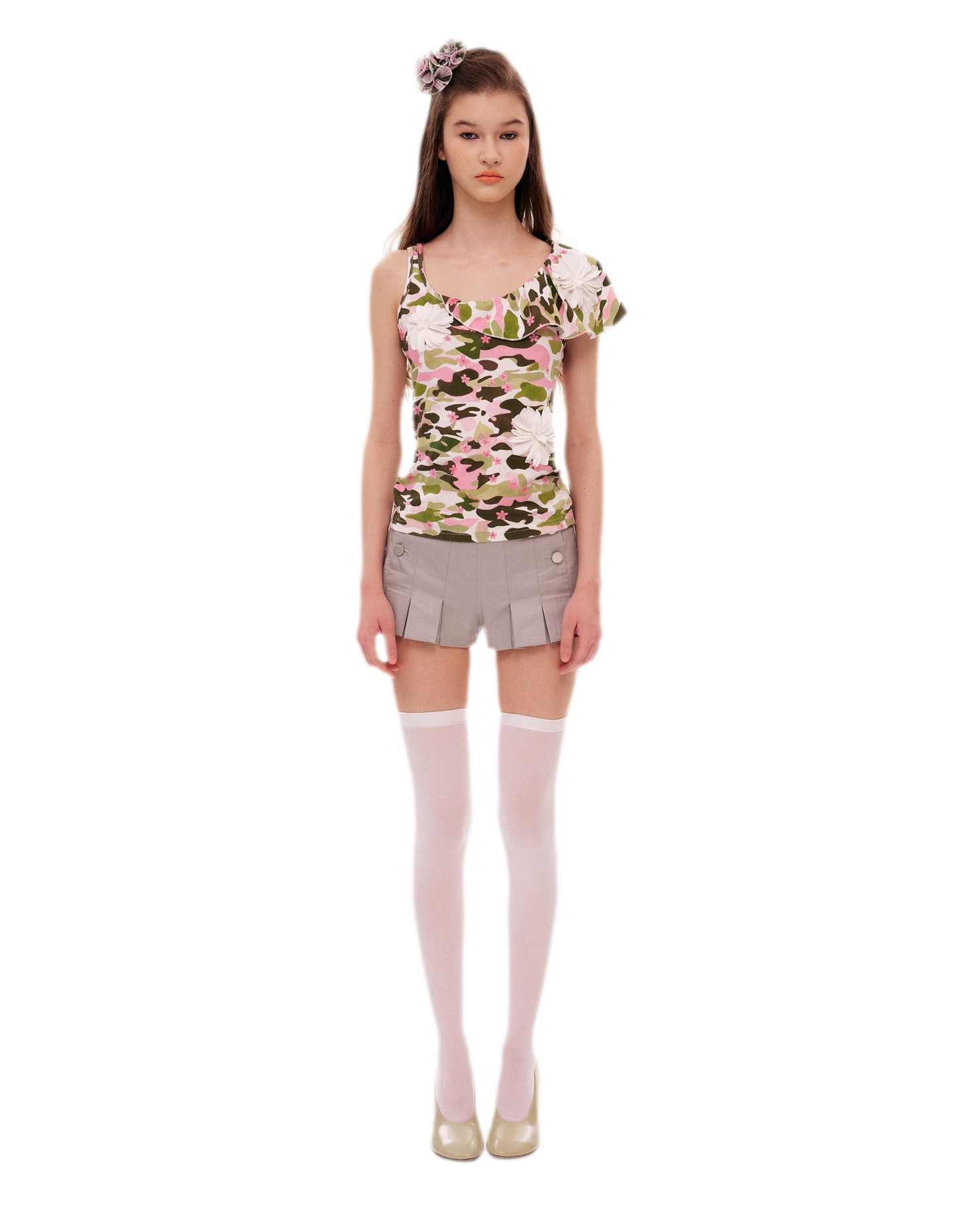 Dimensional Floral Asymmetric Tank Top