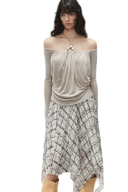 Tencel Wool Off-Shoulder Top