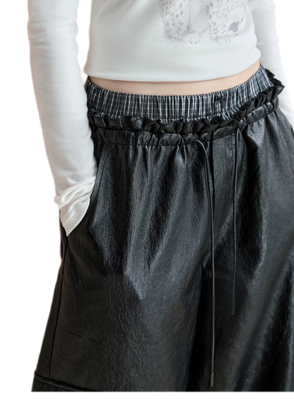 Matte Wide-Leg Cargo Pants