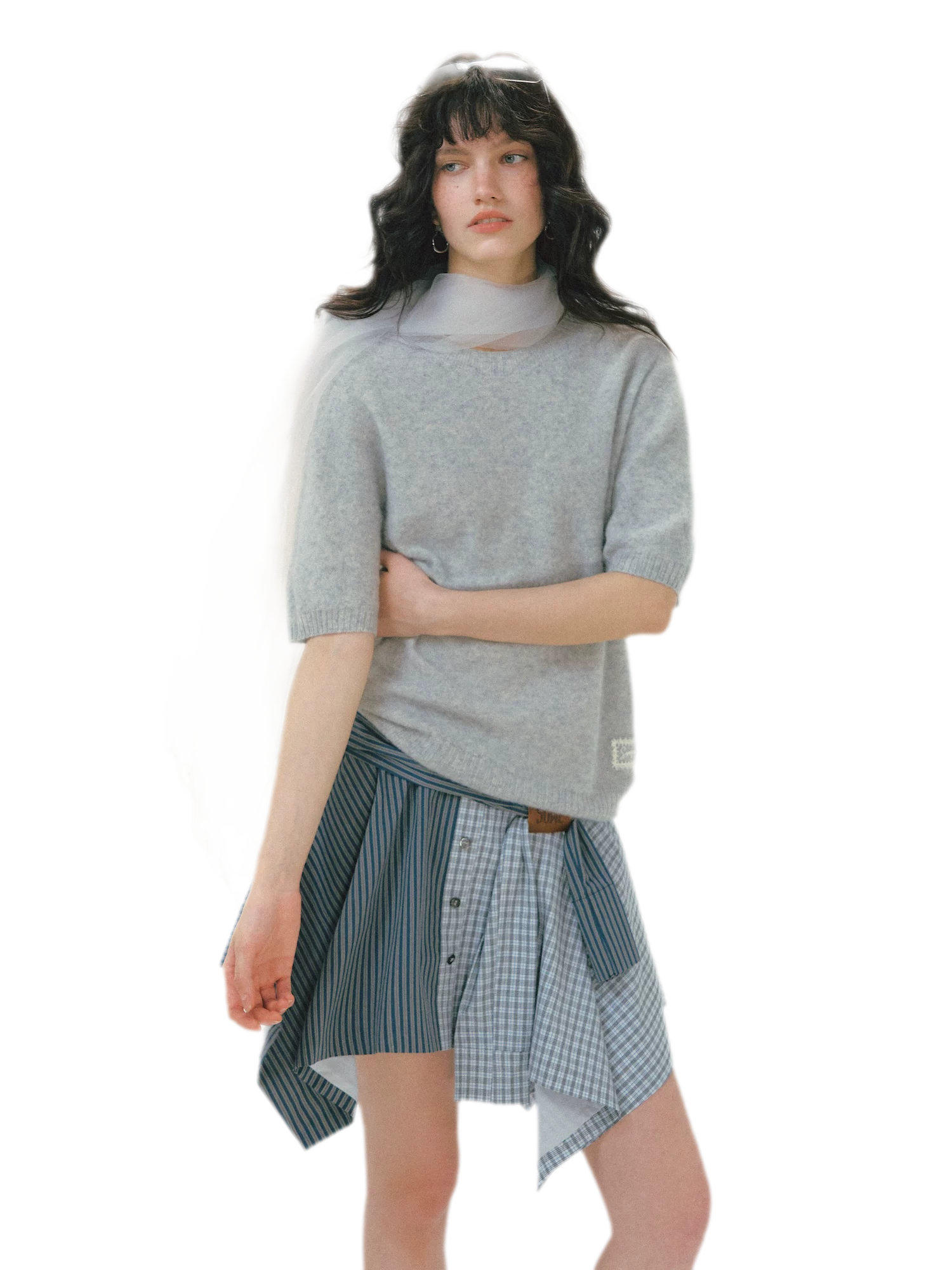 Patchwork Asymmetrical Plaid Skort