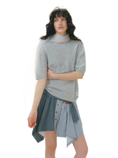 Patchwork Asymmetrical Plaid Skort
