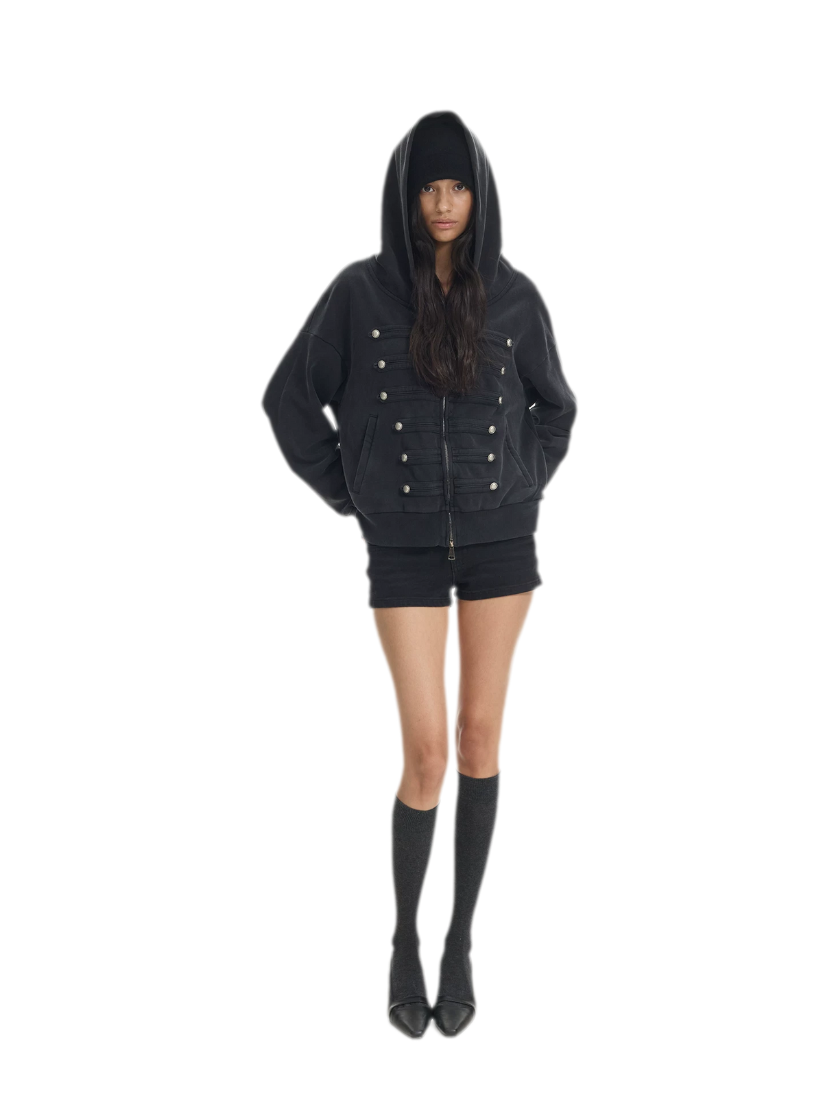 Washed Napoleon Hooded Jacket