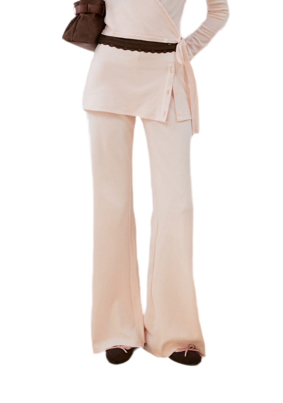 Organic Cotton Faux-Layer Flare Sweatpants